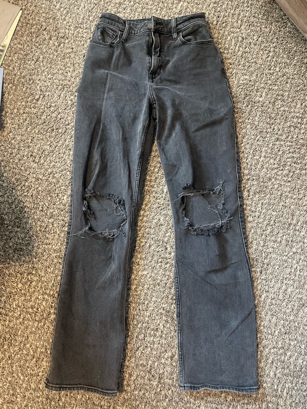 Hollister Washed Black Distressed High Rise Dad Jeans